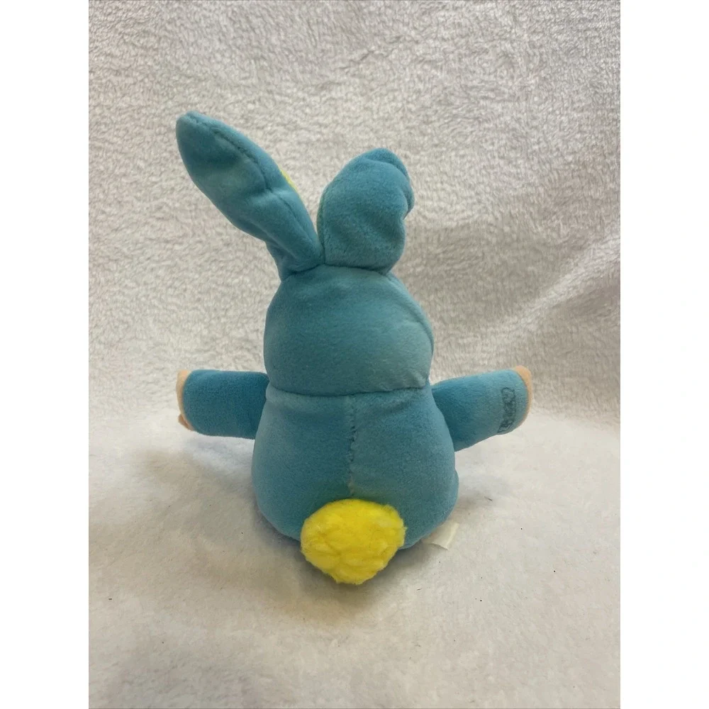 Cute Plush Toy Ziggy in Easter Bunny Costume, Blue‎ & Yellow, Bow Tie 1980s